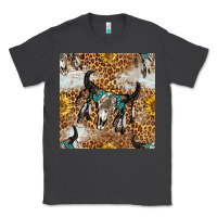Smoke Western Bull Skull And Sunflowers With Leopard Seamless Pattern Classic Tee - BundleAndBundleShop