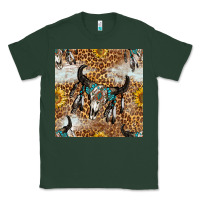 Sports Green Western Bull Skull And Sunflowers With Leopard Seamless Pattern Classic Tee - BundleAndBundleShop