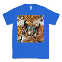 True Royal Western Bull Skull And Sunflowers With Leopard Seamless Pattern Classic Tee - BundleAndBundleShop