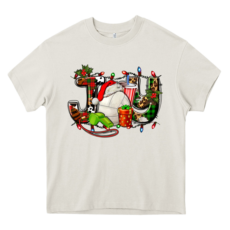Joy With Volleyball And Santa's Hat Heavy Core Tee by AdoDesignShop | Teevron