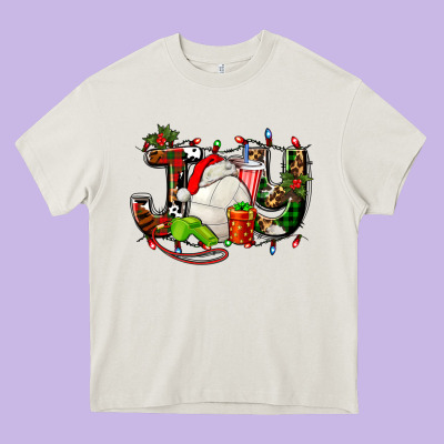 Joy With Volleyball And Santa's Hat Heavy Core Tee Designed By Adodesignshop
