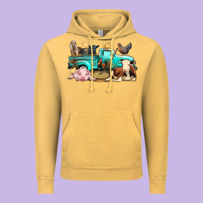 Farm Animals Truck Vintage Hoodie Designed By Bundleandbundleshop