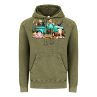 Vintage Olive Farm Animals Truck Vintage Hoodie - BundleAndBundleShop