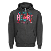 Charcoal Heather I wear my heart on my sleeve Valentine's Day Zipper Hoodie - HowdyJamesFarm