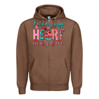 Chestnut I wear my heart on my sleeve Valentine's Day Zipper Hoodie - HowdyJamesFarm