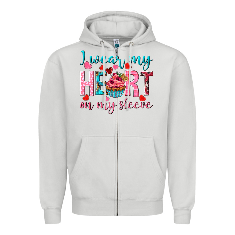 I Wear My Heart On My Sleeve Valentine's Day Zipper Hoodie by HowdyJamesFarm | Teevron