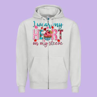 I Wear My Heart On My Sleeve Valentine's Day Zipper Hoodie Designed By Howdyjamesfarm