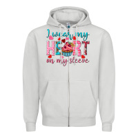 Dove Grey I wear my heart on my sleeve Valentine's Day Zipper Hoodie - HowdyJamesFarm
