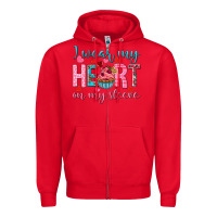 Red I wear my heart on my sleeve Valentine's Day Zipper Hoodie - HowdyJamesFarm