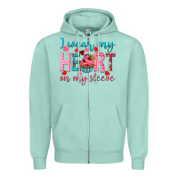 Seafoam I wear my heart on my sleeve Valentine's Day Zipper Hoodie - HowdyJamesFarm