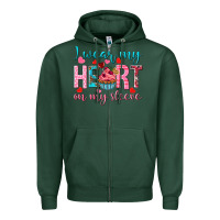 Sports Green I wear my heart on my sleeve Valentine's Day Zipper Hoodie - HowdyJamesFarm