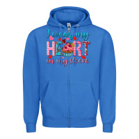 True Royal I wear my heart on my sleeve Valentine's Day Zipper Hoodie - HowdyJamesFarm