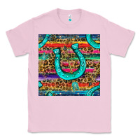 Bubblegum Pink Western Horseshoe And Arrow With Leopard And Serape Seamless Pattern Classic Tee - BundleAndBundleShop