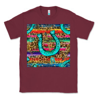 Burgundy Western Horseshoe And Arrow With Leopard And Serape Seamless Pattern Classic Tee - BundleAndBundleShop