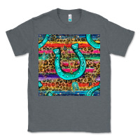 Charcoal Heather Western Horseshoe And Arrow With Leopard And Serape Seamless Pattern Classic Tee - BundleAndBundleShop