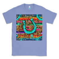 Colony Blue Western Horseshoe And Arrow With Leopard And Serape Seamless Pattern Classic Tee - BundleAndBundleShop