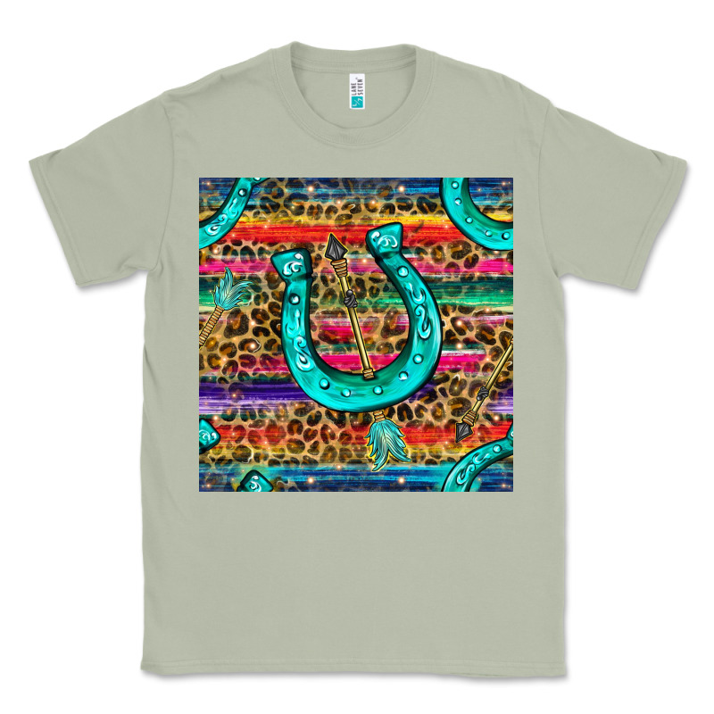 Western Horseshoe And Arrow With Leopard And Serape Seamless Pattern Classic Tee by BundleAndBundleShop | Teevron