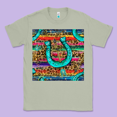Western Horseshoe And Arrow With Leopard And Serape Seamless Pattern Classic Tee Designed By Bundleandbundleshop