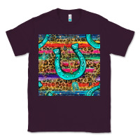 Plum Western Horseshoe And Arrow With Leopard And Serape Seamless Pattern Classic Tee - BundleAndBundleShop