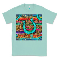 Seafoam Western Horseshoe And Arrow With Leopard And Serape Seamless Pattern Classic Tee - BundleAndBundleShop