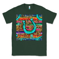 Sports Green Western Horseshoe And Arrow With Leopard And Serape Seamless Pattern Classic Tee - BundleAndBundleShop