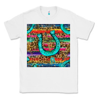White Western Horseshoe And Arrow With Leopard And Serape Seamless Pattern Classic Tee - BundleAndBundleShop
