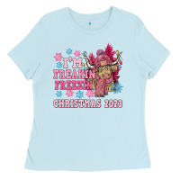 Baby Blue i'm freakin freezin christmas 2023 Ladies Tee - NancyCooperArtShop