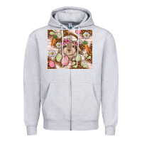 Heather Grey Easter Bunny tumbler Easter Day Zipper Hoodie - HowdyJamesFarm