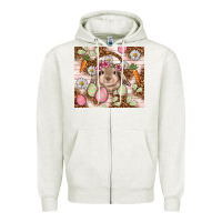 Oatmeal Heather Easter Bunny tumbler Easter Day Zipper Hoodie - HowdyJamesFarm