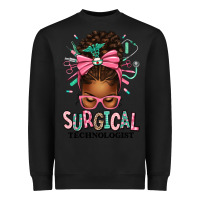 Black Surgical Technologist Afro Messy Bun Heavyweight Sweatshirt - texasbilliewilder