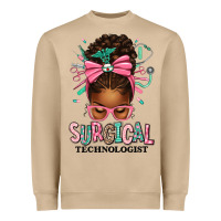 Mushroom Surgical Technologist Afro Messy Bun Heavyweight Sweatshirt - texasbilliewilder