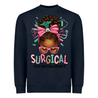 Navy Surgical Technologist Afro Messy Bun Heavyweight Sweatshirt - texasbilliewilder