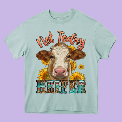 Heifer With Sunflowers Heavy Core Tee Designed By Lillyallendesigns