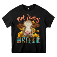 Black heifer with sunflowers Heavy Core Tee - LillyAllenDesigns