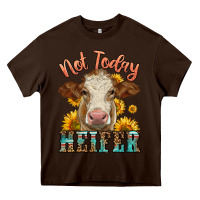 Chocolate Brown heifer with sunflowers Heavy Core Tee - LillyAllenDesigns