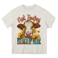 Cream heifer with sunflowers Heavy Core Tee - LillyAllenDesigns