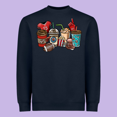 Football Coffee Cups Heavyweight Sweatshirt Designed By Nancycooperartshop