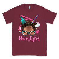 Burgundy Afro Bantu Knots Hairstyles Messy Bun With Clasp Bbs Classic Tee - BundleAndBundleShop
