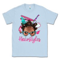 Dusty Blue Afro Bantu Knots Hairstyles Messy Bun With Clasp Bbs Classic Tee - BundleAndBundleShop