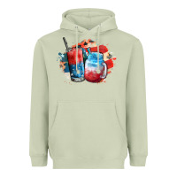 Matcha Red white and blue slushy cocktail Heavyweight Hoodie - FaDigitalArtStudio