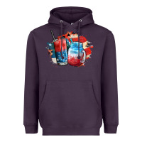 Plum Red white and blue slushy cocktail Heavyweight Hoodie - FaDigitalArtStudio