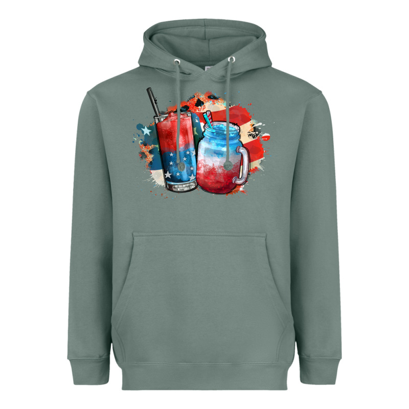 Red White And Blue Slushy Cocktail Heavyweight Hoodie by FaDigitalArtStudio | Teevron