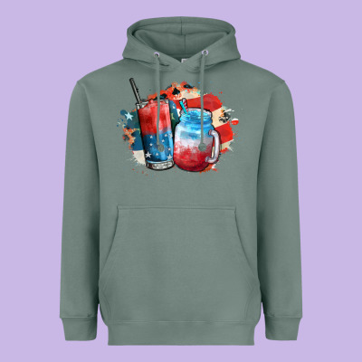 Red White And Blue Slushy Cocktail Heavyweight Hoodie Designed By Fadigitalartstudio