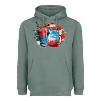 Sage Red white and blue slushy cocktail Heavyweight Hoodie - FaDigitalArtStudio