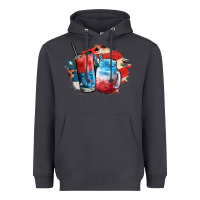Smoke Red white and blue slushy cocktail Heavyweight Hoodie - FaDigitalArtStudio