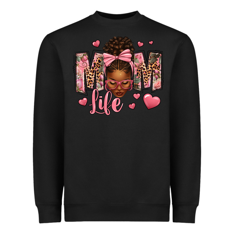 Afro Messy Bun Mom Life Heavyweight Sweatshirt by texasbilliewilder | Teevron