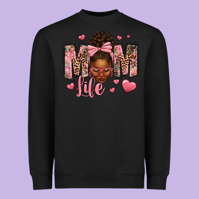 Afro Messy Bun Mom Life Heavyweight Sweatshirt Designed By Texasbilliewilder