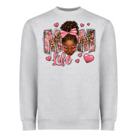 Heather Grey Afro Messy Bun Mom Life Heavyweight Sweatshirt - texasbilliewilder