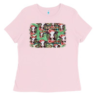Bubblegum Pink baby cow floral aztec background Ladies Tee - Jasminsmagicworld