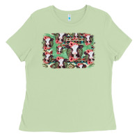 Matcha baby cow floral aztec background Ladies Tee - Jasminsmagicworld